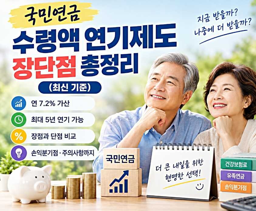 국민연금 수령액 연기제도 장단점 총정리 (최신 기준)