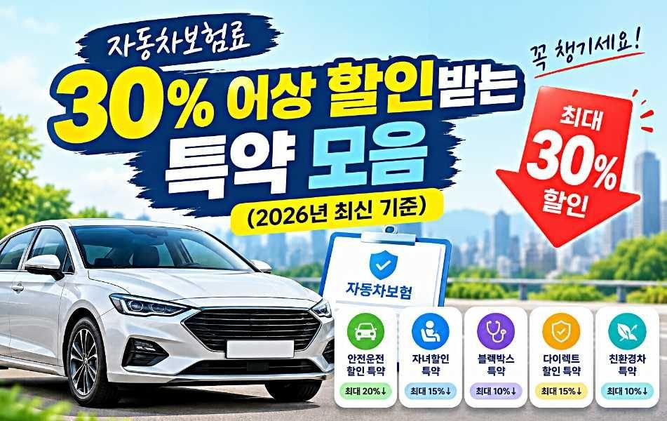 자동차보험료 30% 이상 할인받는 특약 모음 (2026년 최신 기준)